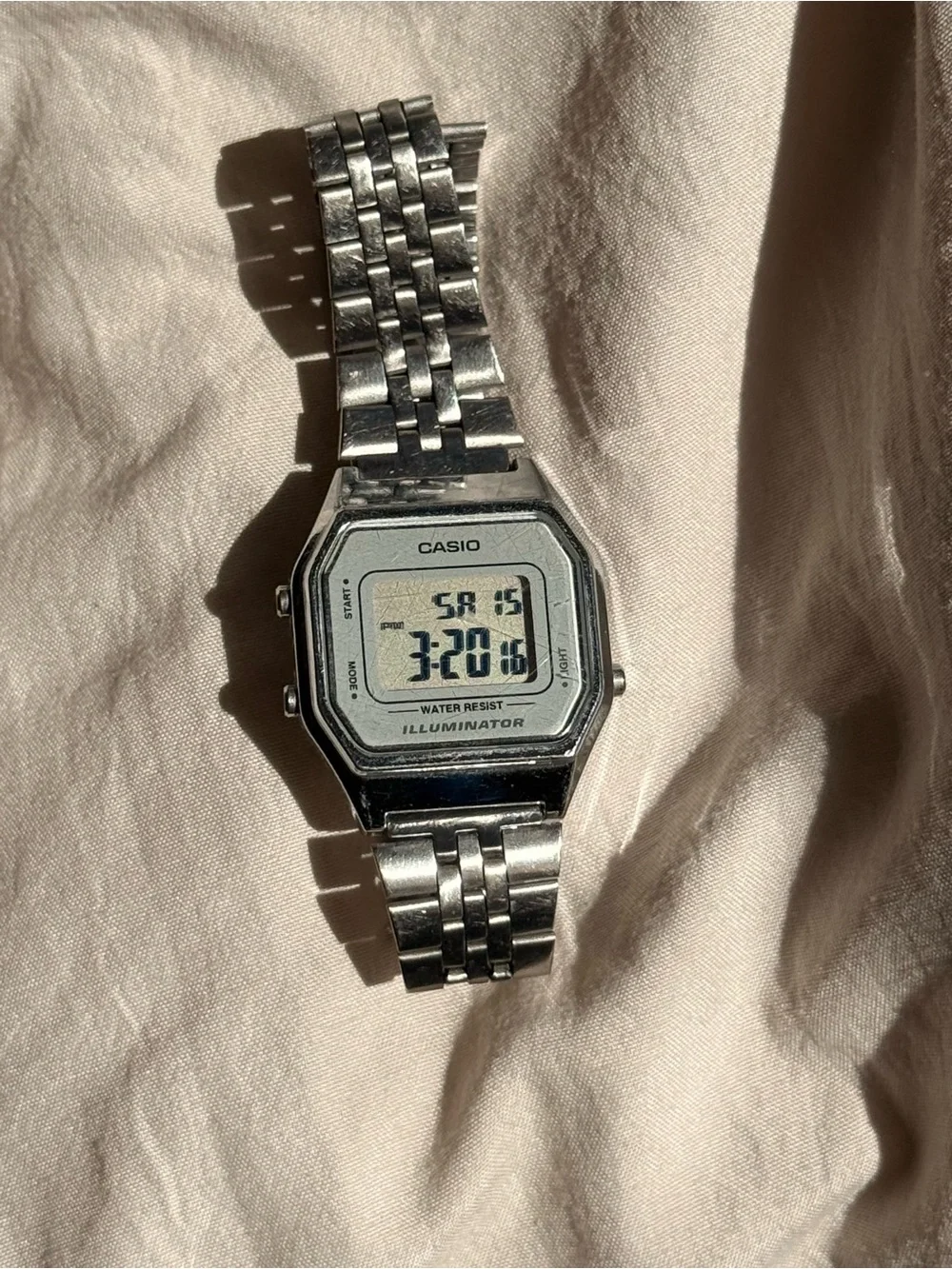 Casio Silver Digital Illuminator Stainless Steel Bracelet Watch
